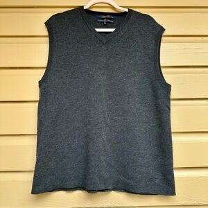 Tommy Hilfiger Men’s Sweater Vest Merino Wool Grey V neck Size XL